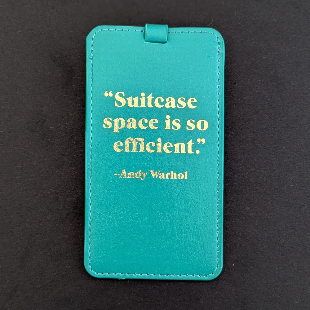 Teal Luggage Tag with Gold Quote
